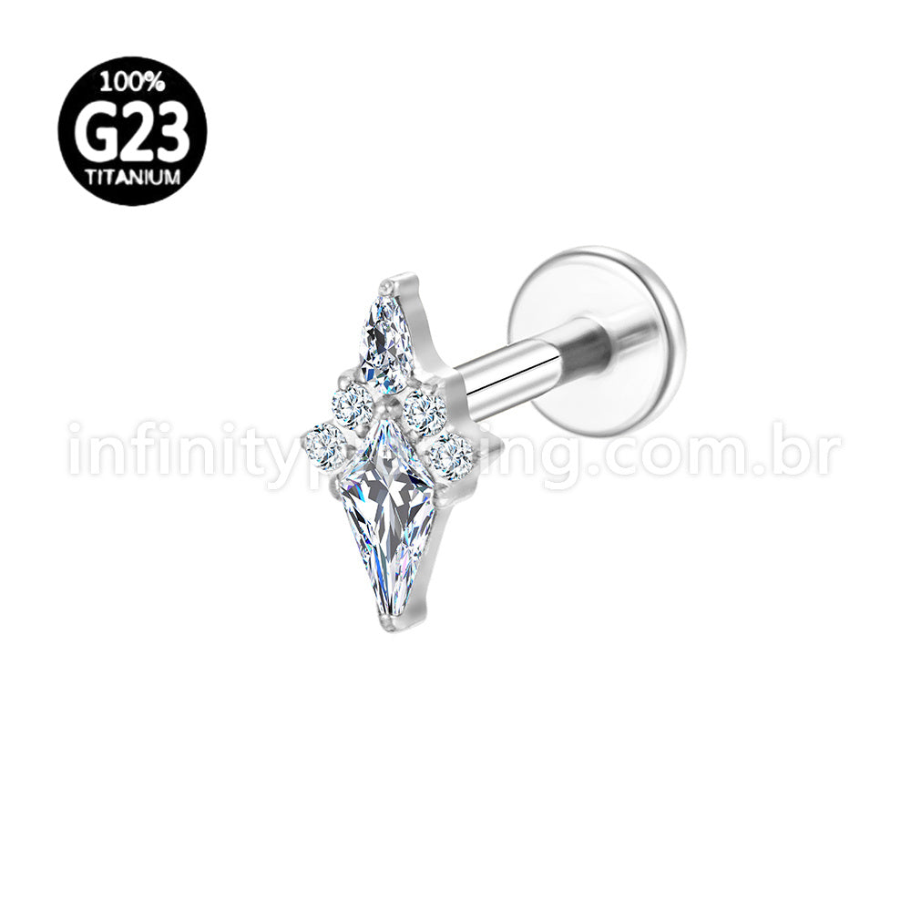 Piercing Labret Titânio 5 Zircônias