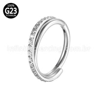 Piercing Argola Titânio Segmento Articulado Transpassada Zircônia