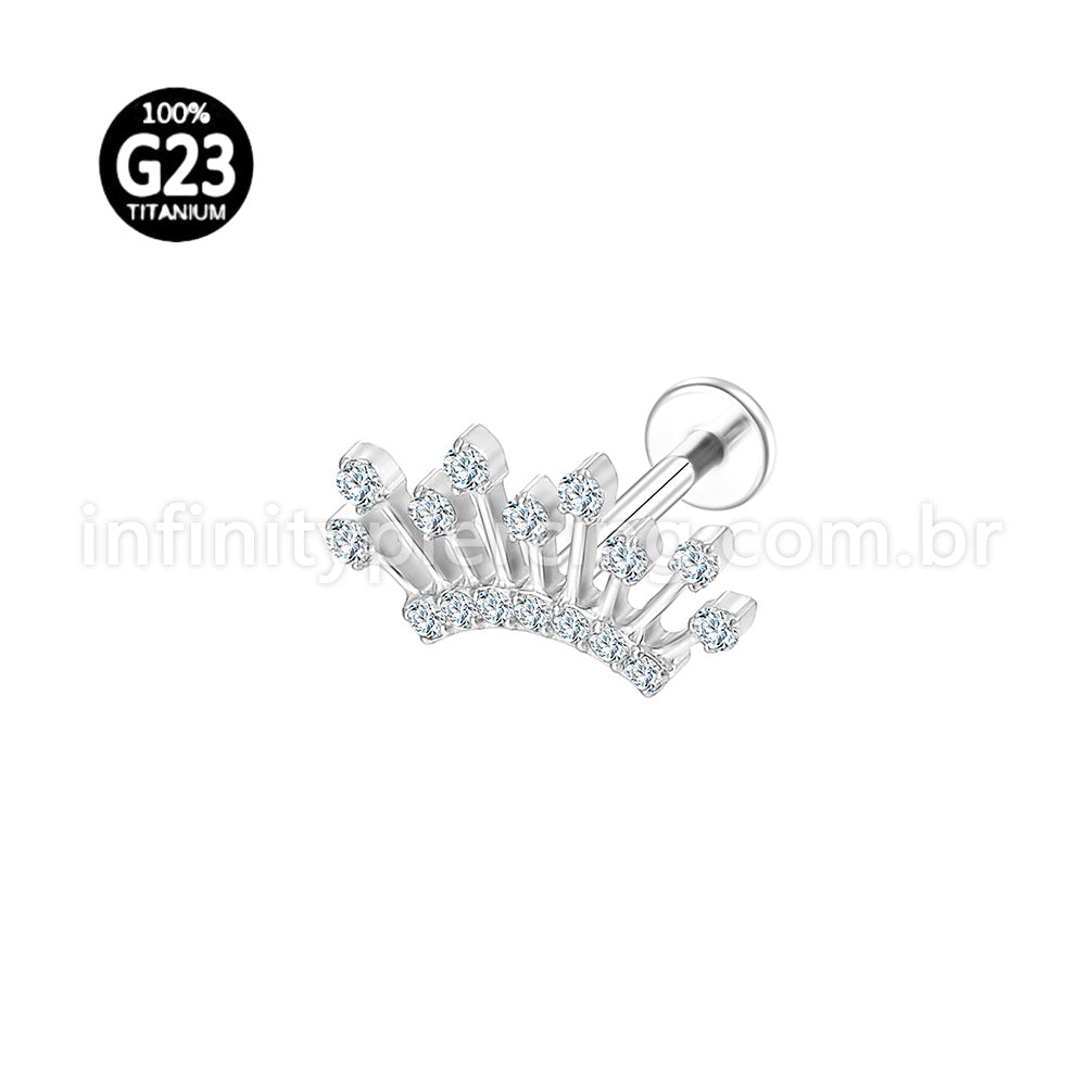 Piercing Labret Titânio Coroa  Zircônia Cravejada