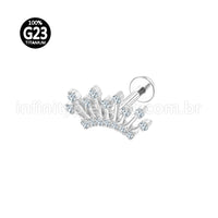 Piercing Labret Titânio Coroa  Zircônia Cravejada