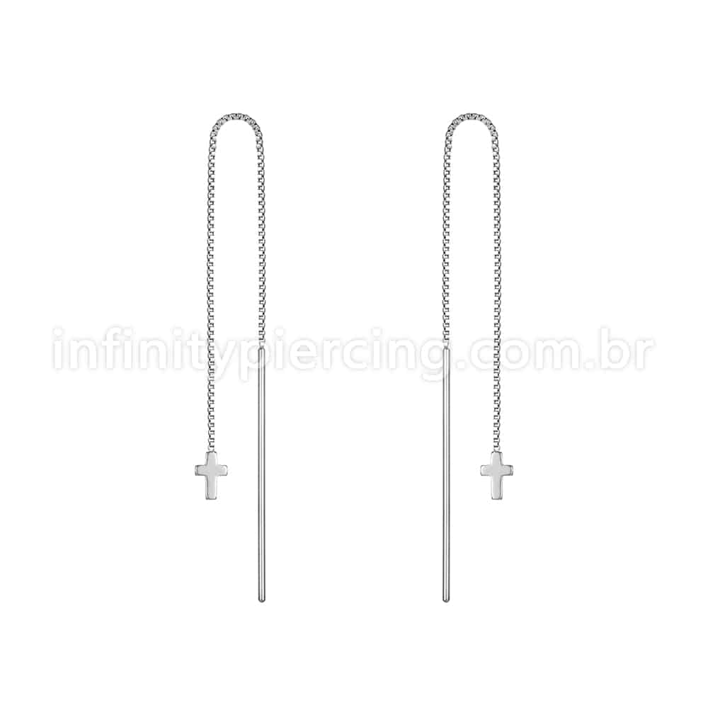 Piercing Palitinho Corrente Aço Cirúrgico Cruz