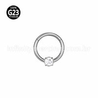 Piercing Argola Titânio Segmento Articulado Uma Zircônia Redonda