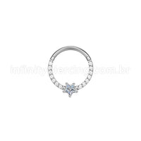 Piercing Argola Aço Cirúrgico Zircônia Cravejada Estrela