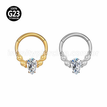 Piercing Argola Titânio Segmento Articulado Detalhada Zircônia Gota