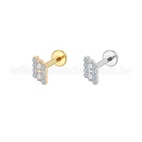 Piercing Labret Aço Cirúrgico Losango Zircônia Cravejada