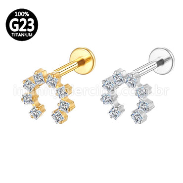 Piercing Labret Titânio Ferradura Zircônia Cravejada