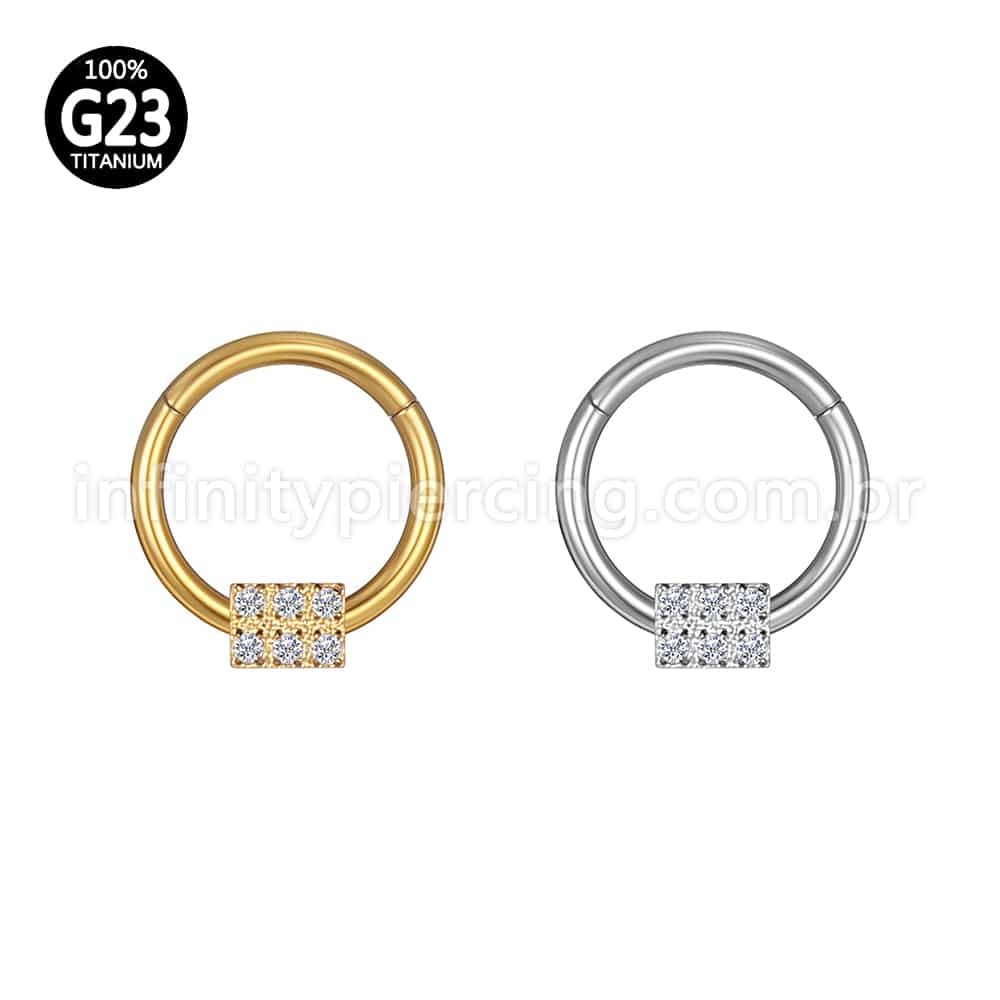 Piercing Argola Titânio Segmento Articulado 6 Zircônias