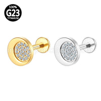 Piercing Labret Titânio Redondo Zircônia Cravejada