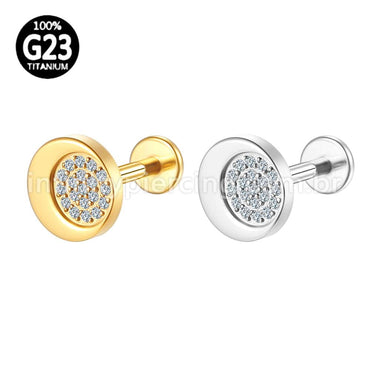 Piercing Labret Titânio Redondo Zircônia Cravejada