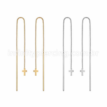 Piercing Palitinho Corrente Aço Cirúrgico Cruz