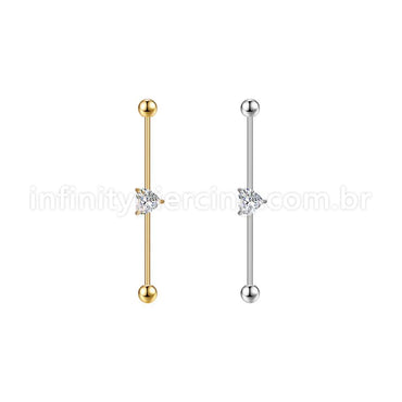 Piercing Transversal Aço Cirurgico Zircônia Coração