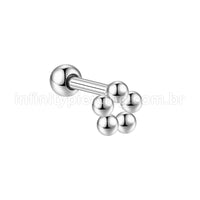 Piercing MiniBarbell Flor Aço Cirúrgico