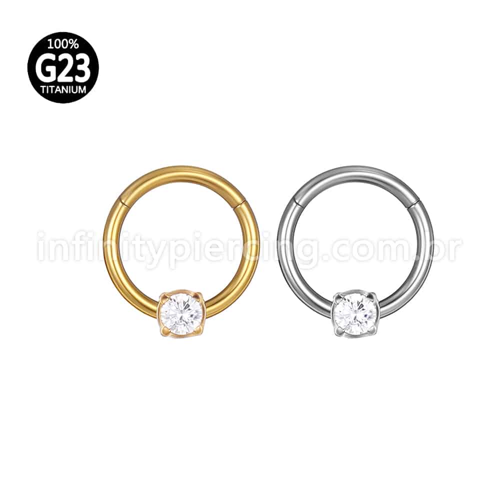 Piercing Argola Titânio Segmento Articulado Uma Zircônia Redonda