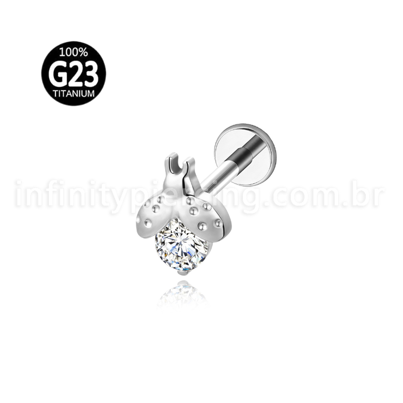 Piercing Labret Titânio Joaninha