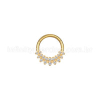 Piercing Argola Aço Cirúrgico Segmento Articulado Detalhada Zircônia Cravejada