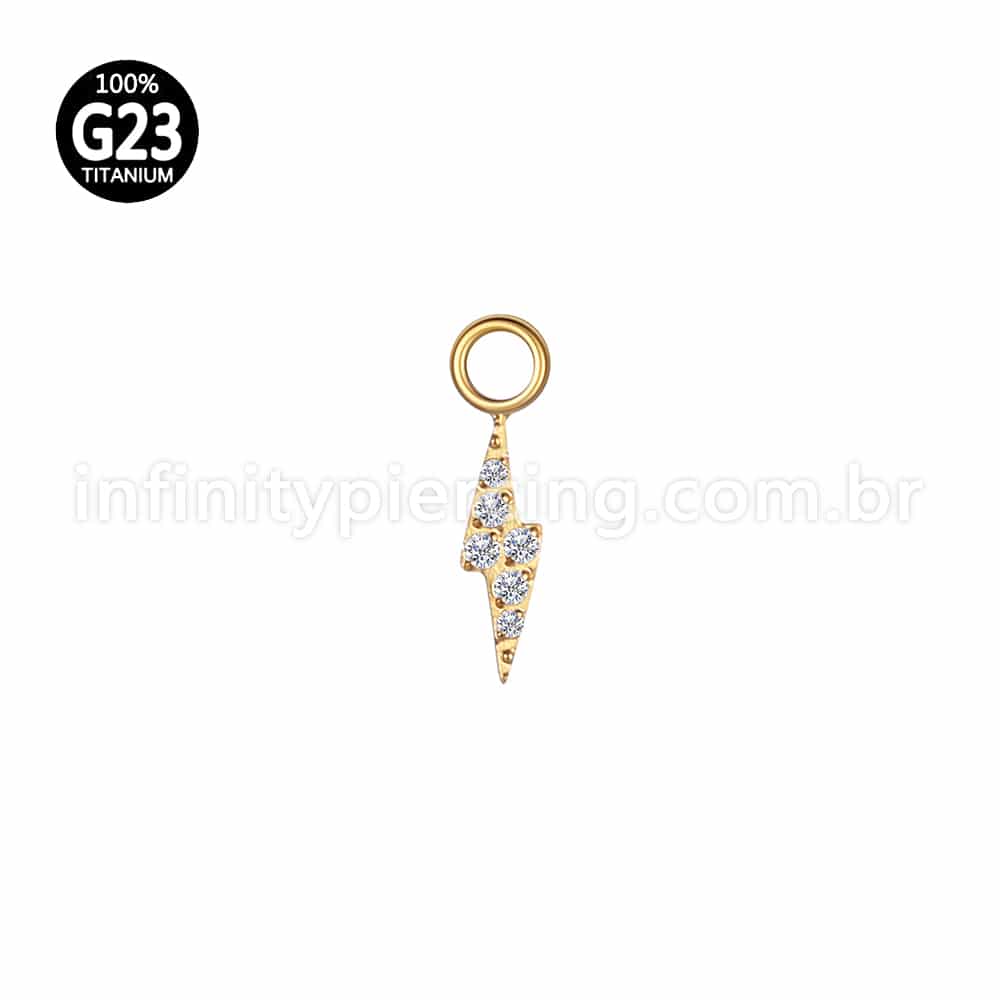 Pingente Para Piercing Titânio Mini Raio Zircônia