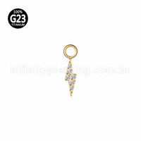 Pingente Para Piercing Titânio Mini Raio Zircônia