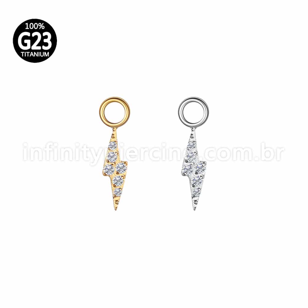 Pingente Para Piercing Titânio Mini Raio Zircônia