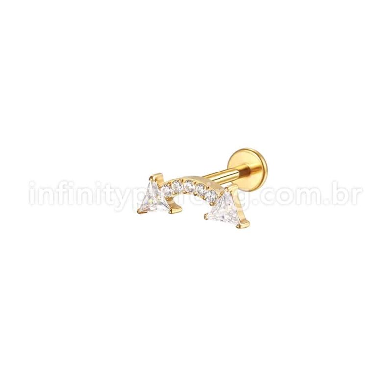 Piercing Labret Aço Cirúrgico Curvo Seta Zircônia