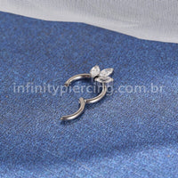 Piercing Argola Titânio Segmento Articulado 3 Zircônias Cravejada