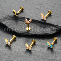 Piercing Labret Titânio Borboleta Zircônia