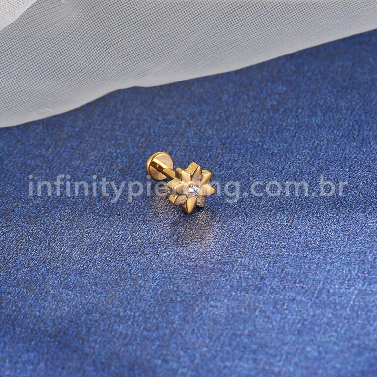 Piercing Labret Titânio Flor Zircônia