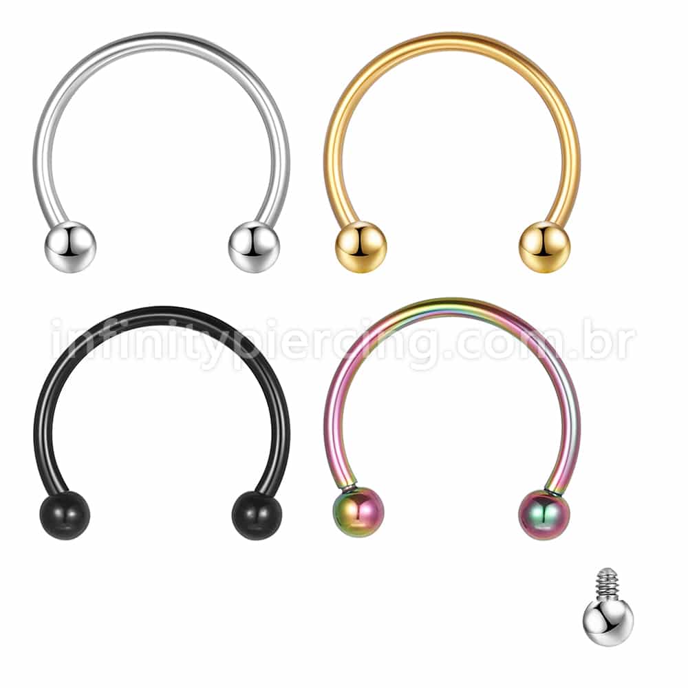 Piercing Ferradura Aço Cirúrgico 316L Rosca Interna
