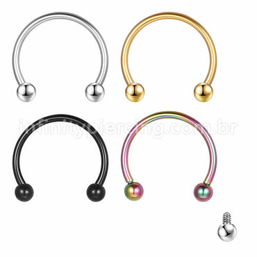 Piercing Ferradura Aço Cirúrgico 316L Rosca Interna