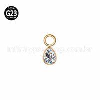 Pingente Para Piercing Titânio Gota Zircônia Cravejada