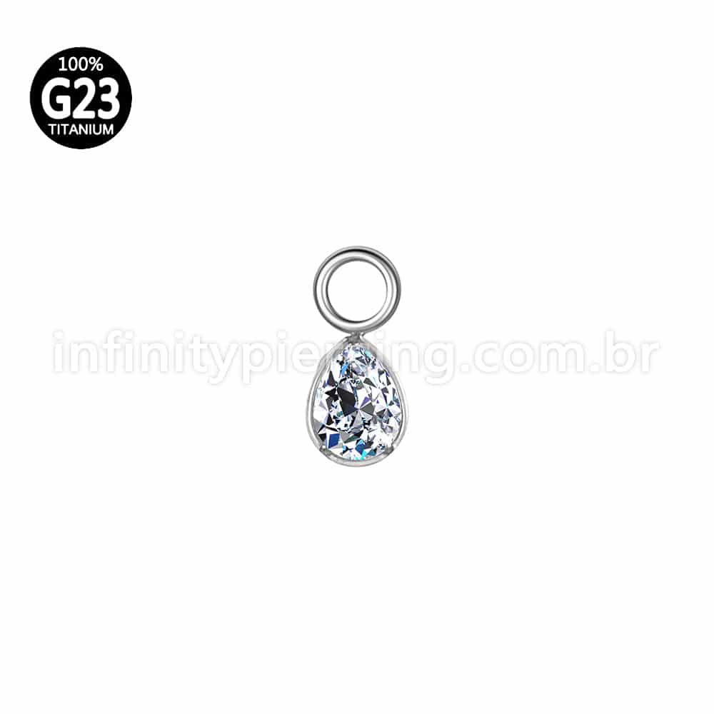 Pingente Para Piercing Titânio Gota Zircônia Cravejada