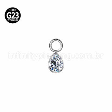 Pingente Para Piercing Titânio Gota Zircônia Cravejada