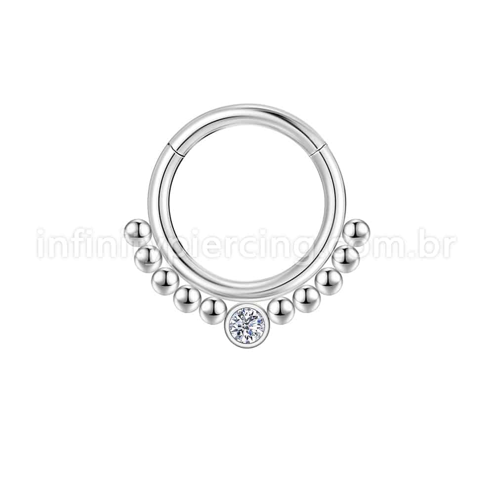 Piercing Argola Aço Cirúrgico Segmento Articulado Zircônia