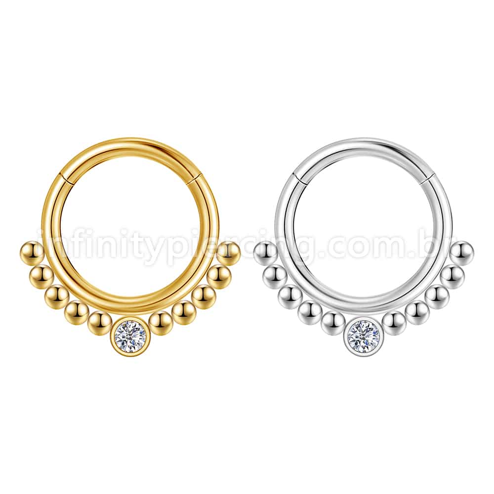 Piercing Argola Aço Cirúrgico Segmento Articulado Zircônia