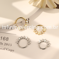 Piercing Argola  Aço Cirúrgico Segmento Articulado Zircônias Oval
