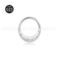 Piercing Argola Titânio Segmento Articulado Zircônia Detalhes Estrelas
