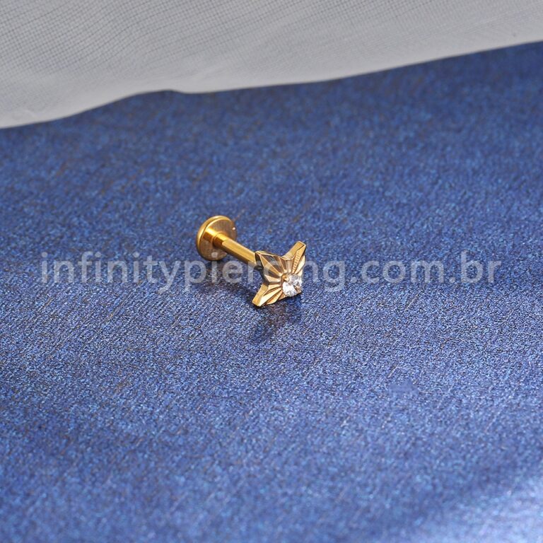 Piercing Labret Titânio Meia Estrela Zircônia