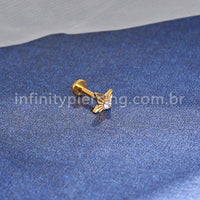 Piercing Labret Titânio Meia Estrela Zircônia