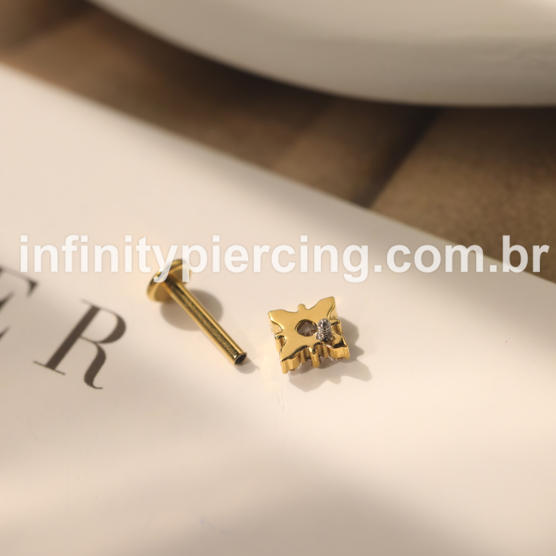 Piercing Labret Aço Cirúrgico 5 Zircônias
