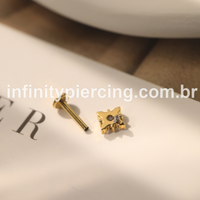 Piercing Labret Aço Cirúrgico 5 Zircônias