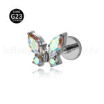 Piercing Labret Titânio Borboleta Zircônia