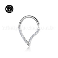 Piercing Argola Gota Titânio Segmento Articulado Zircônia Cravejada