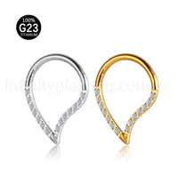Piercing Argola Gota Titânio Segmento Articulado Zircônia Cravejada