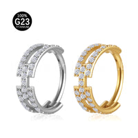 Piercing Argola Titânio Segmento Articulado Zircônia Cravejada 2 Fileiras