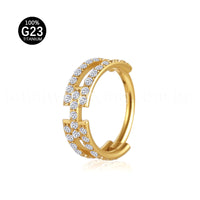 Piercing Argola Titânio Segmento Articulado Zircônia Cravejada 2 Fileiras