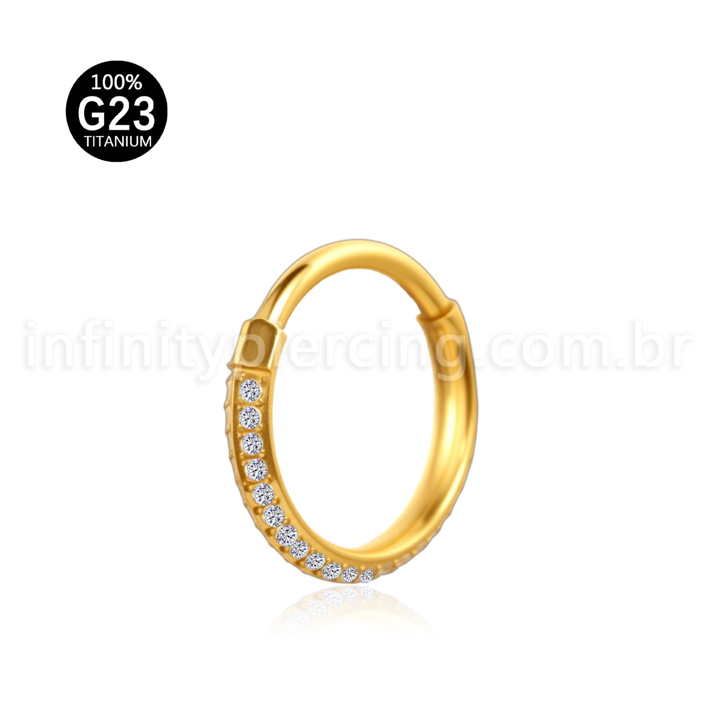 Piercing Argola Titânio Com Zircônia Lateral