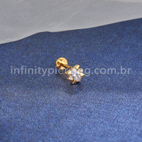 Piercing Labret Titânio Oval Com Detalhe Zircônia