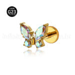 Piercing Labret Titânio Borboleta Zircônia