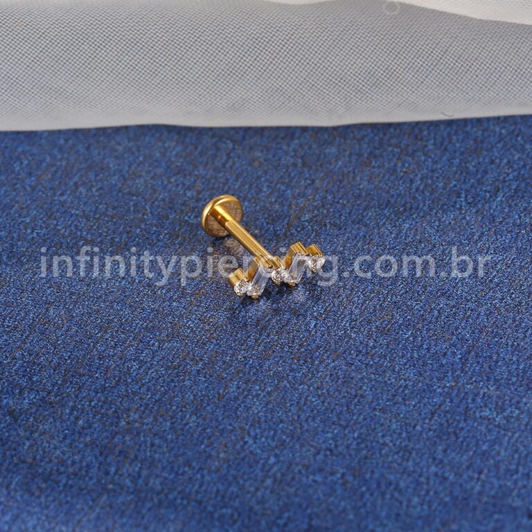 Piercing Labret Titânio 5 Zircônias