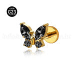 Piercing Labret Titânio Borboleta Zircônia