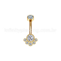 Piercing Banana Aço Cirúrgico Indiano 7 Zircônias Cravada